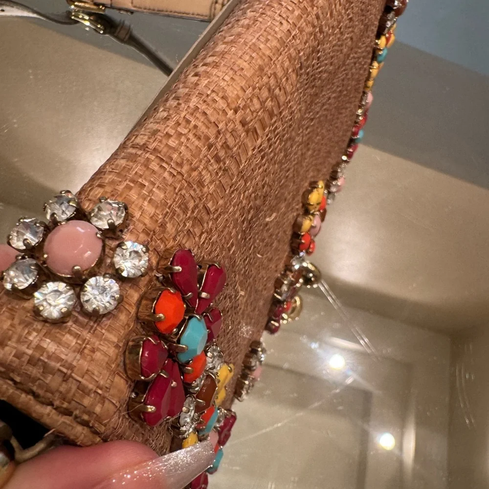 Dolce & Gabbana Raffia Crystal Embellished Shoulder Bag - Picture 11 of 17